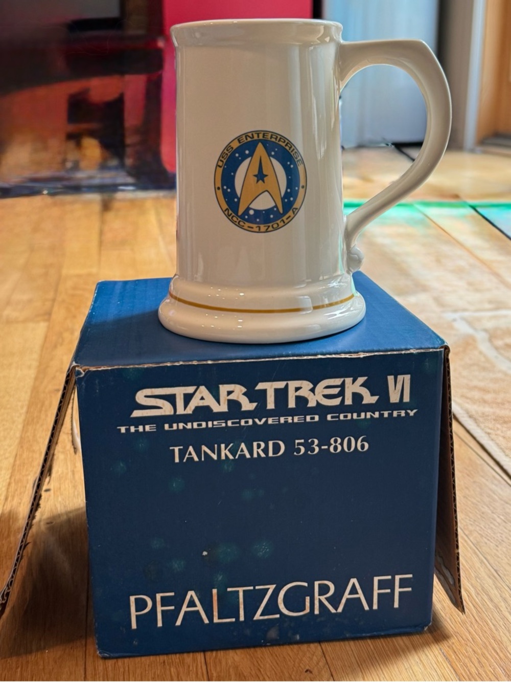 Pfaltzgraff White Ceramic Star Trek Collectible Mug with Blue Logo